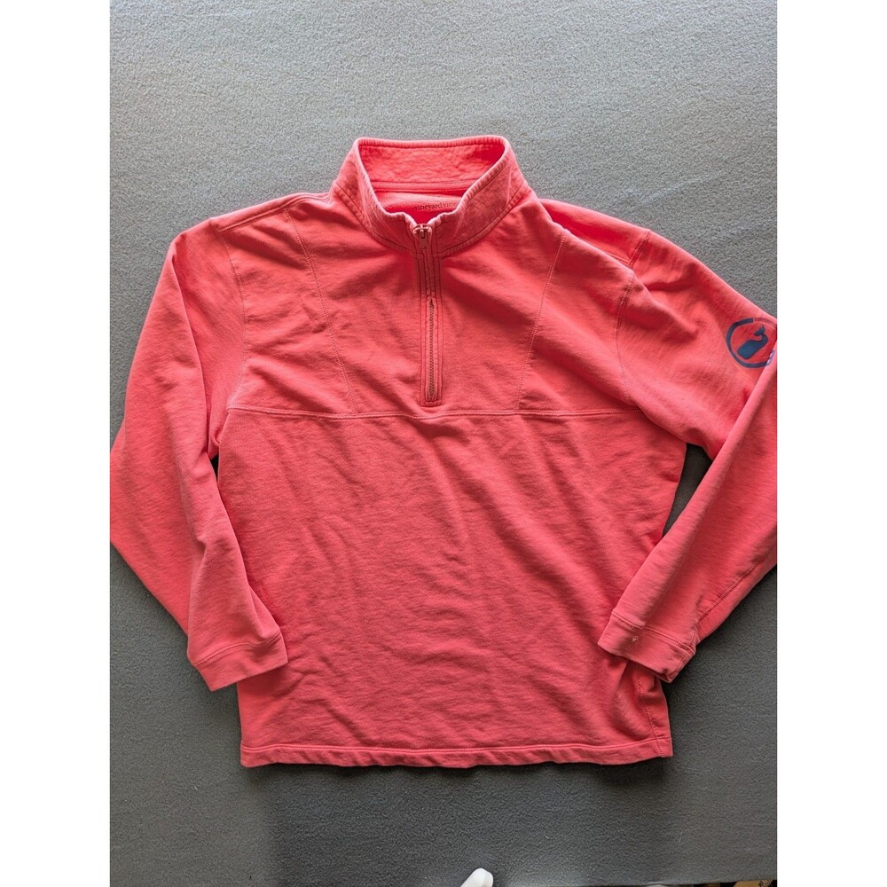Vineyard Vines Men’s XL Coral VV-98 Whale Logo Quarter Zip Pullover